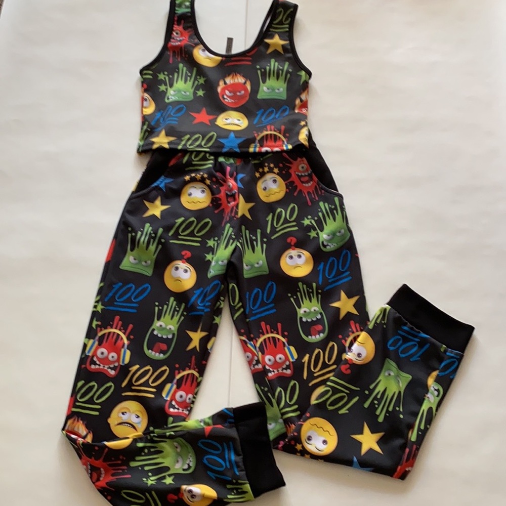 American Bazi Emoji Pants CropTop Halloween Sportswear Suit or Pajamas Size S